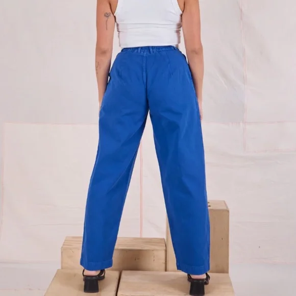 Big Bud Press Pleated Trousers in bright royal blue - size M petite - Picture 3 of 7